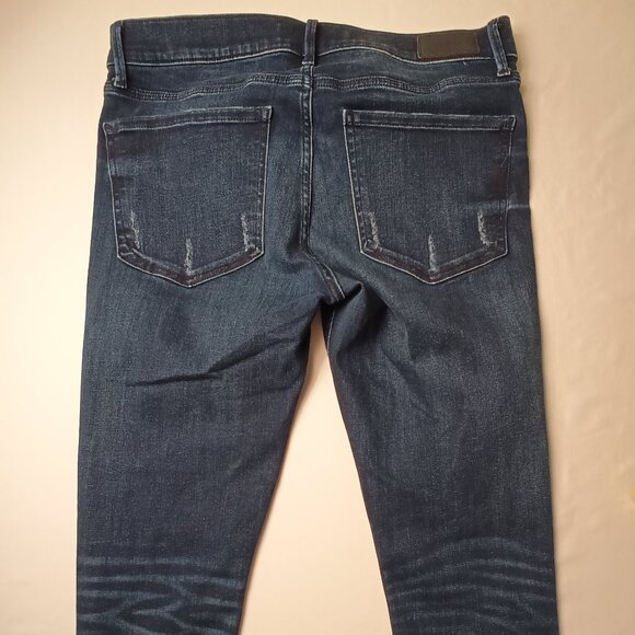 Express Jeans Size 10 Mid Rise Skinny Leg Dark Wash Chewed Edge Hem - Picture 3 of 10